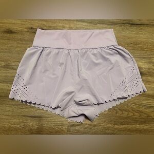 Aerie Offline Purple Athletic Shorts with Scalloped Hem Size Medium